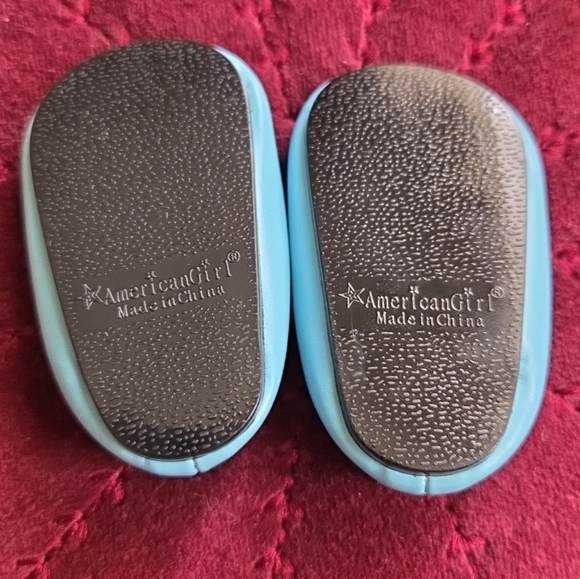 American Girl Doll Truly Me Light Blue Sparkle Ballet Flat Shoes Silver Dots - Picture 2 of 2
